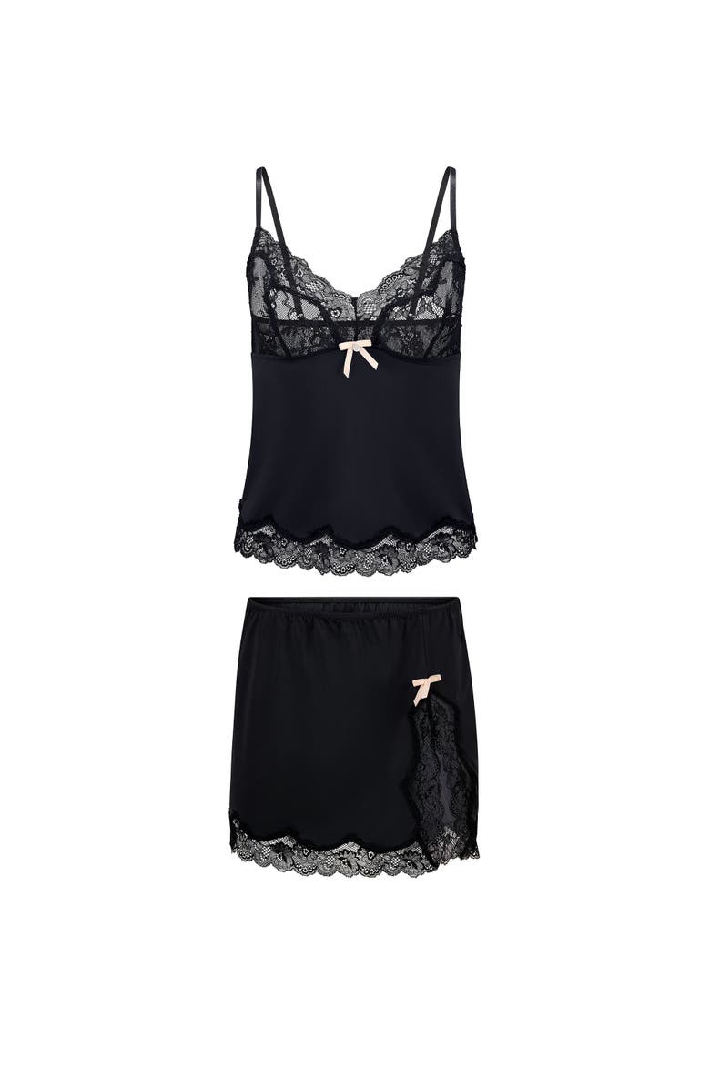 Adore Me Madeline Cami & Slip Skirt Set Lingerie, Alternate, color, Black