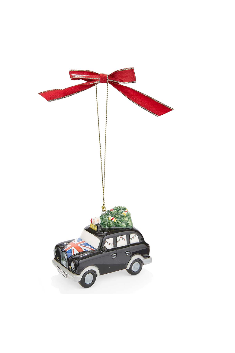 Christmas Tree British Taxi Ornament, Main, color, Multi