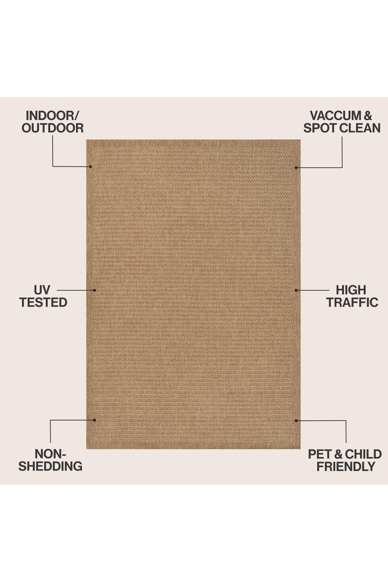 Maxine Easy Jute Contemporary Border Boho Fine Rib Weave Indoor/Outdoor Area Rug, Alternate, color, Natural