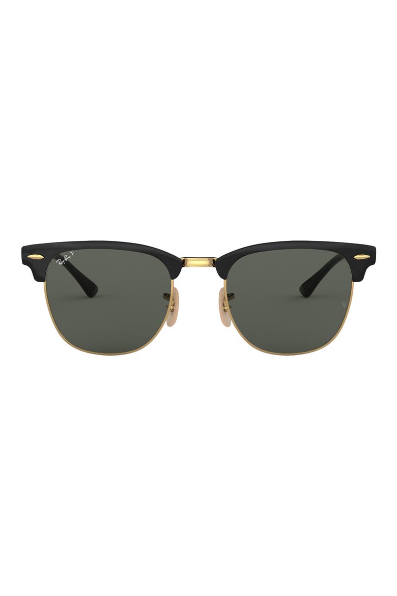 Clubmaster Metal 58mm Polarized Square Sunglasses, Main, color, GOLD/ BLACK/ GREEN