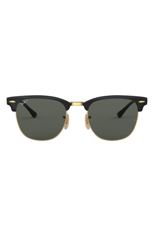 Ray-Ban Clubmaster Metal 58mm Polarized Square Sunglasses in Gold/black/green at Nordstrom