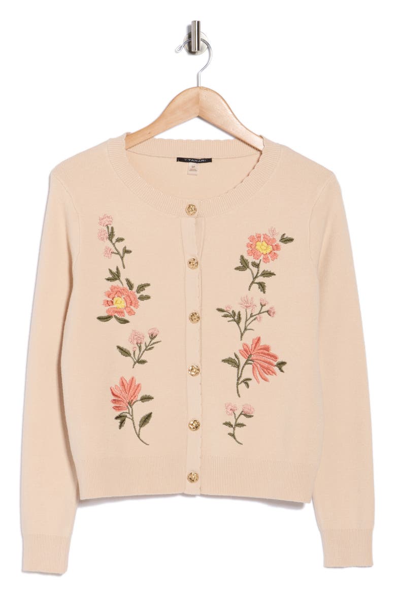 Embroidered Cardigan, Alternate, color, NATURAL