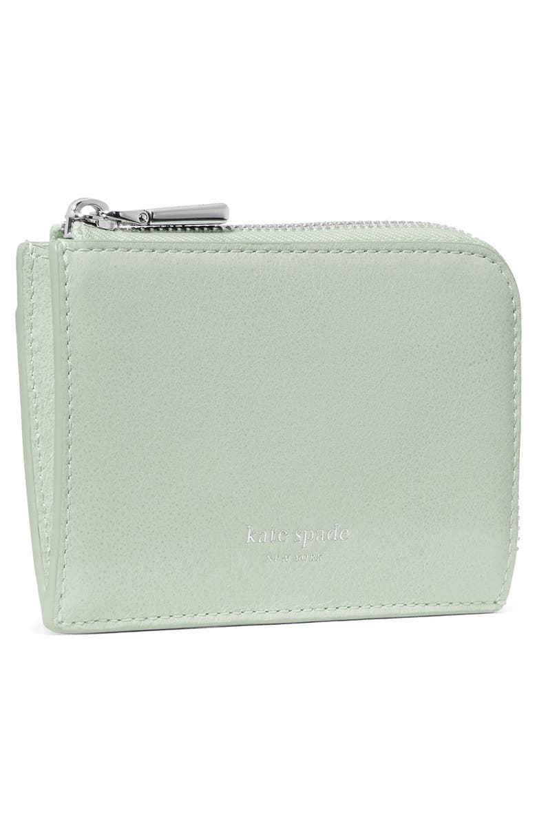 Kate Spade New York mini glazed leather zip card case, Alternate, color, Mint Frosting