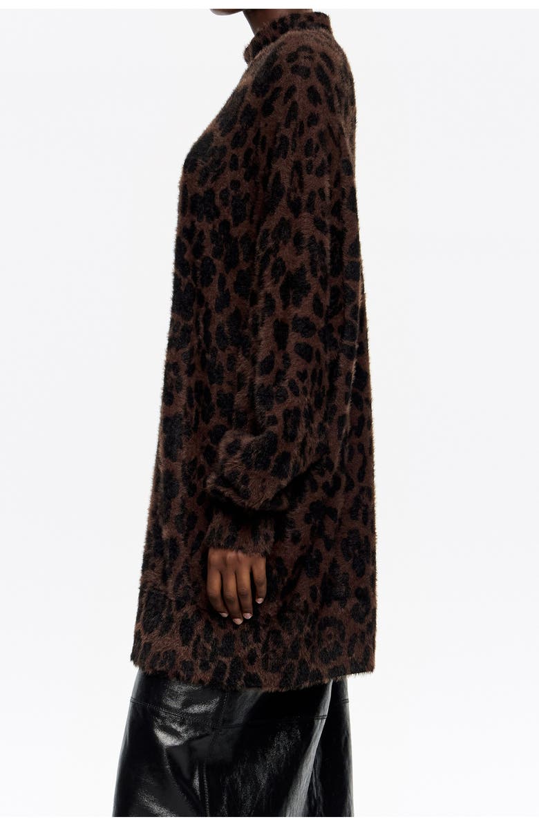 Bimba y Lola Leopard Big Fur High Neck Sweater, Alternate, color, Leopard Big Dark Brown
