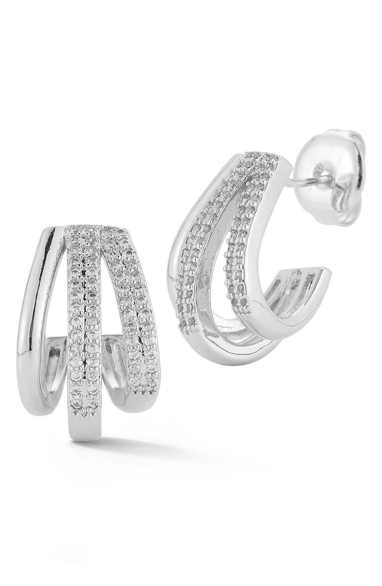 GLAZE JEWELRY Triple Hoop Earrings, Main, color, Silver