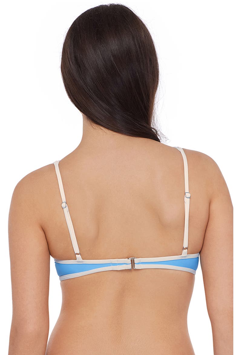 Adjustable Plunge Underwire Bikini Top with Contrast Binding, Alternate, color, Baby Binding Blue