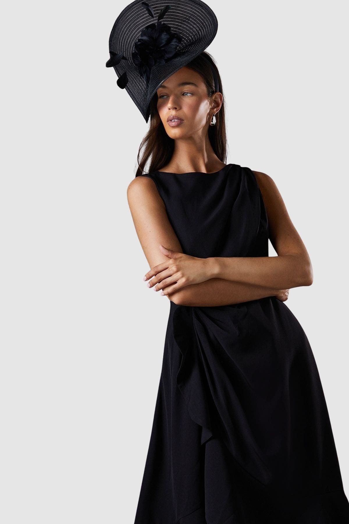 Crepe Low Back Ruffle Dress - image 2