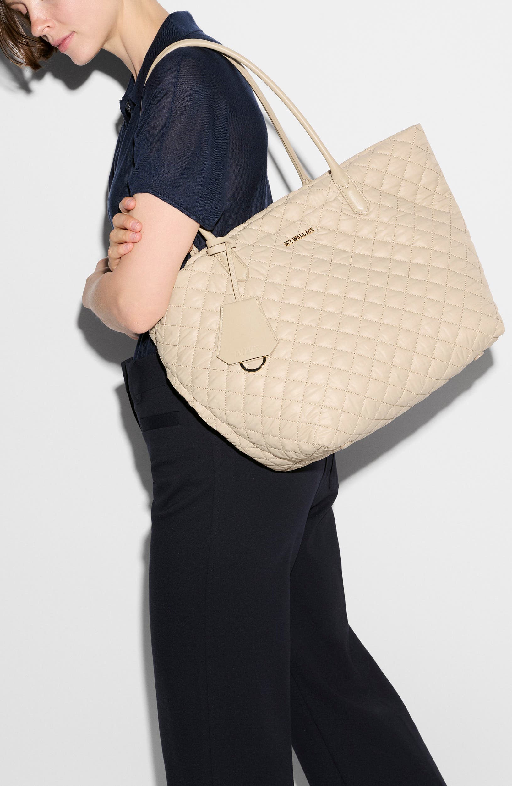 Medium Daily Quilted Nylon Tote, Alternate, color, SAND