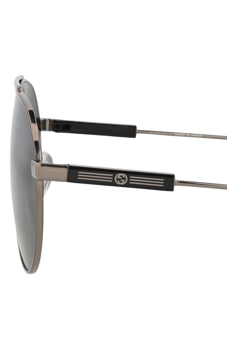 Gucci 61mm Aviator Sunglasses, Alternate, color, Ruthenium Ruthenium Grey