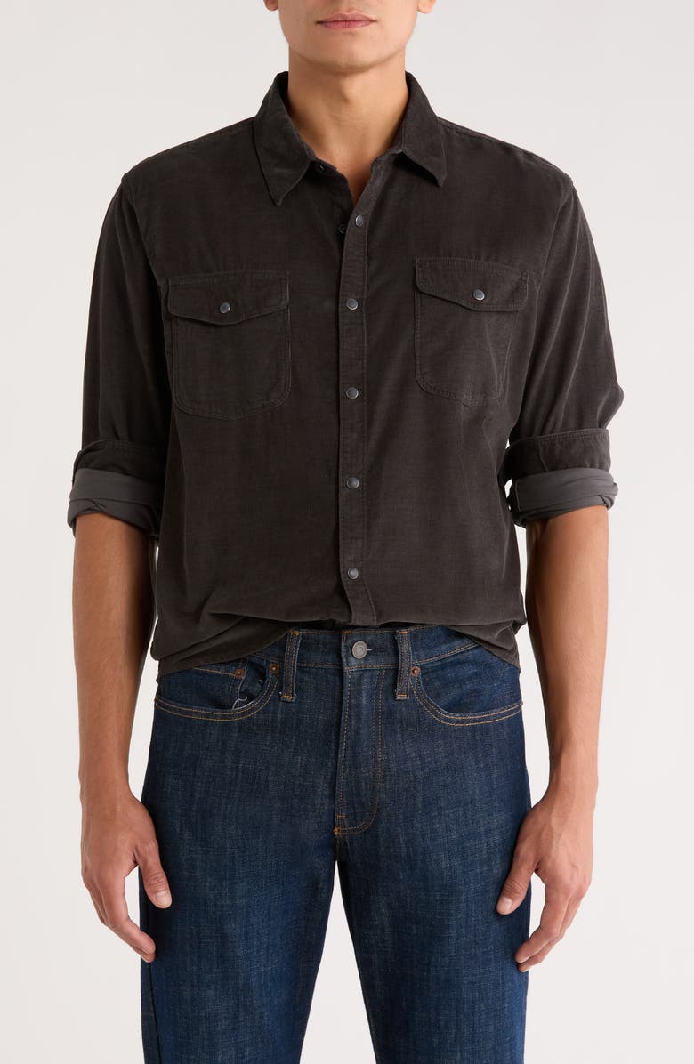 Lucky Brand Western Corduroy Shirt, Main, color, Pirate Black