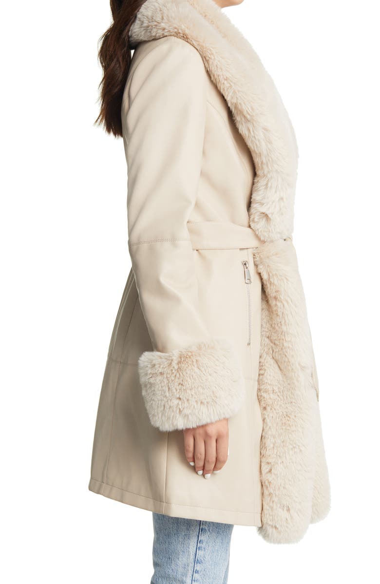 AZALEA WANG Faux Fur Trim Coat, Alternate, color,