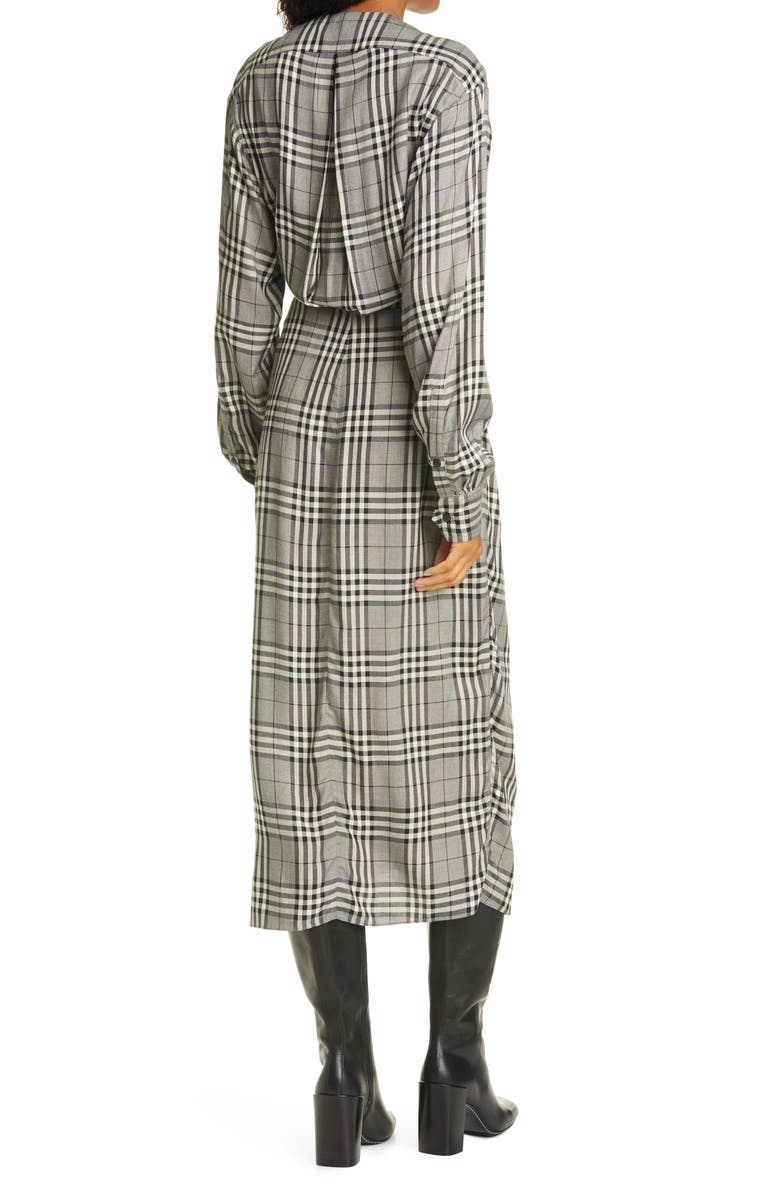rag & bone Amber Plaid Front Twist Long Sleeve Midi Dress, Alternate, color,