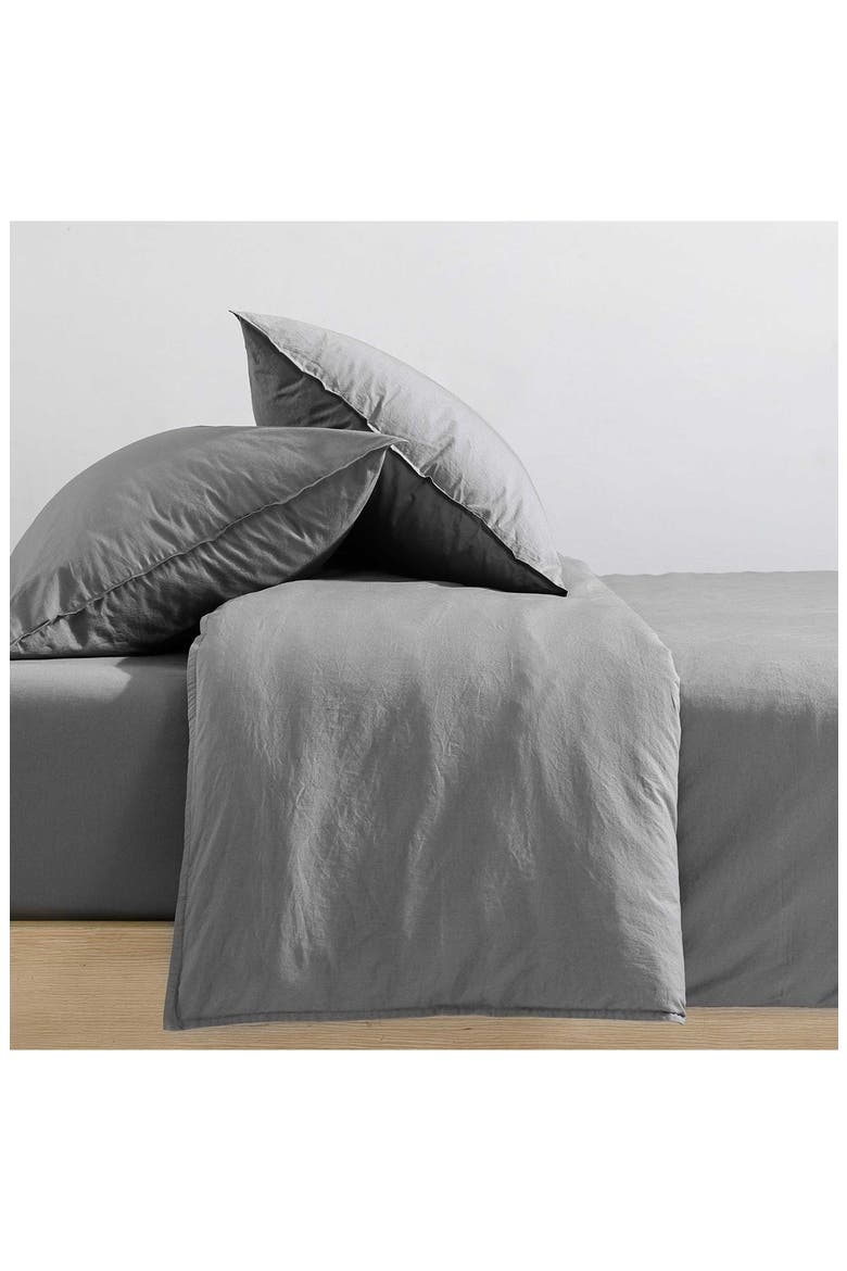Washed Percale Comforter & Shams Set, Alternate, color, GREY