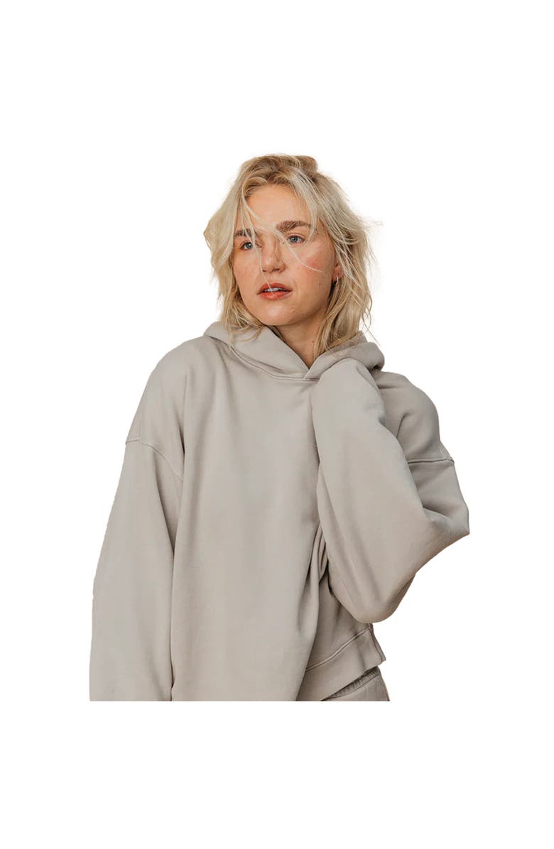 Ocio Women
s Organic Cotton Teddy Oversized Hoodie, Alternate, color, Stone