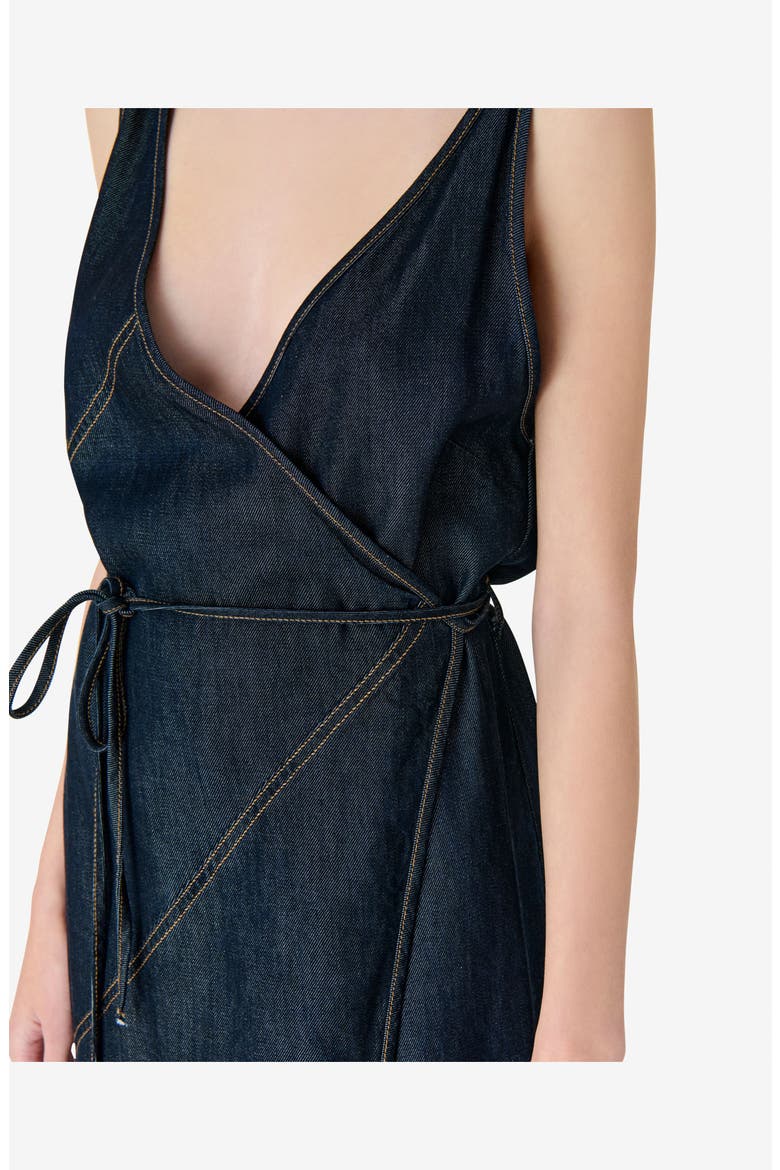 Rania Wrap Dress, Alternate, color, Satin Denim