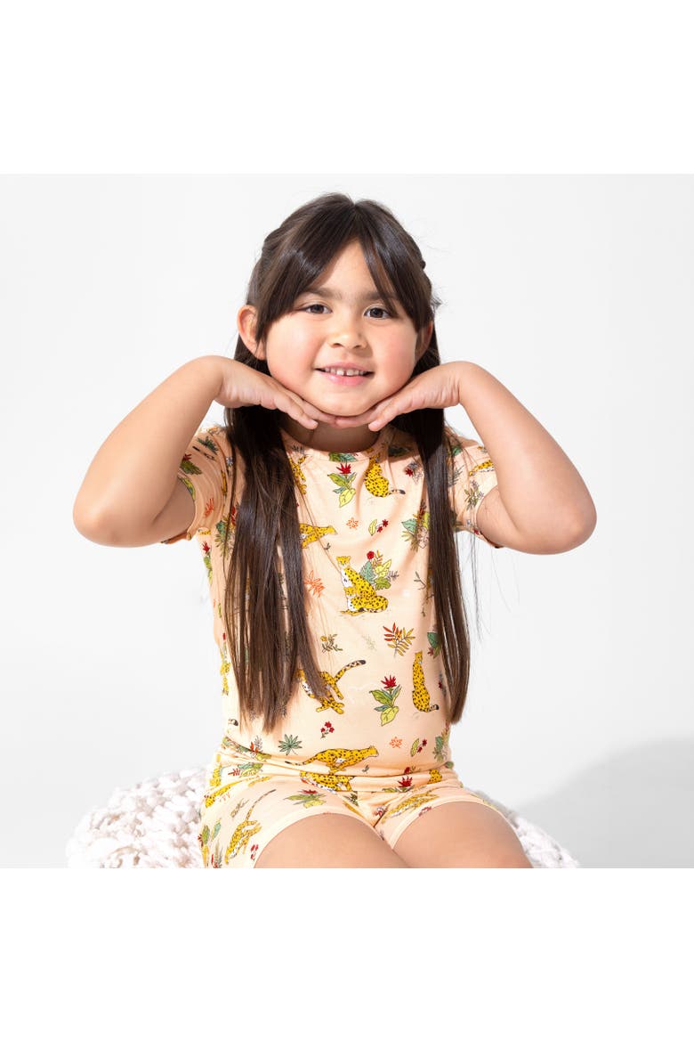 Pounce In Paradise Cheetah Kids 2-Piece Short Sleeve & Shorts Pajama Set, Alternate, color, Pounce In Paradise Cheetah