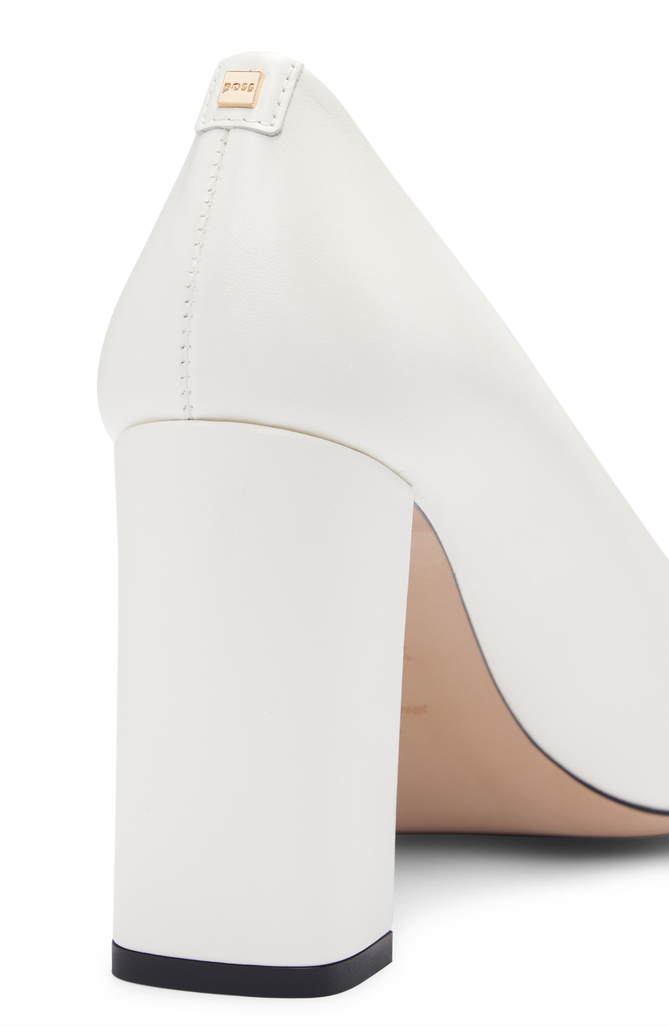 BOSS Janet Block Heel Pointed Toe Pump, Alternate, color, Open Wht