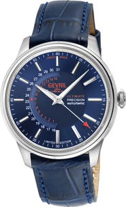 GV2 Guggenheim Swiss Automatic Croc Embossed Leather Strap Watch, 44mm