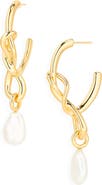 Missoma Molten Baroque Pearl Knot Hoop Earrings