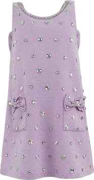 Lola + The Boys Crystal Heart Denim Bow Dress