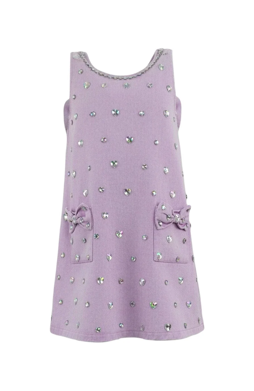 LOLA + THE BOYS LOLA + THE BOYS CRYSTAL HEART DENIM BOW DRESS 