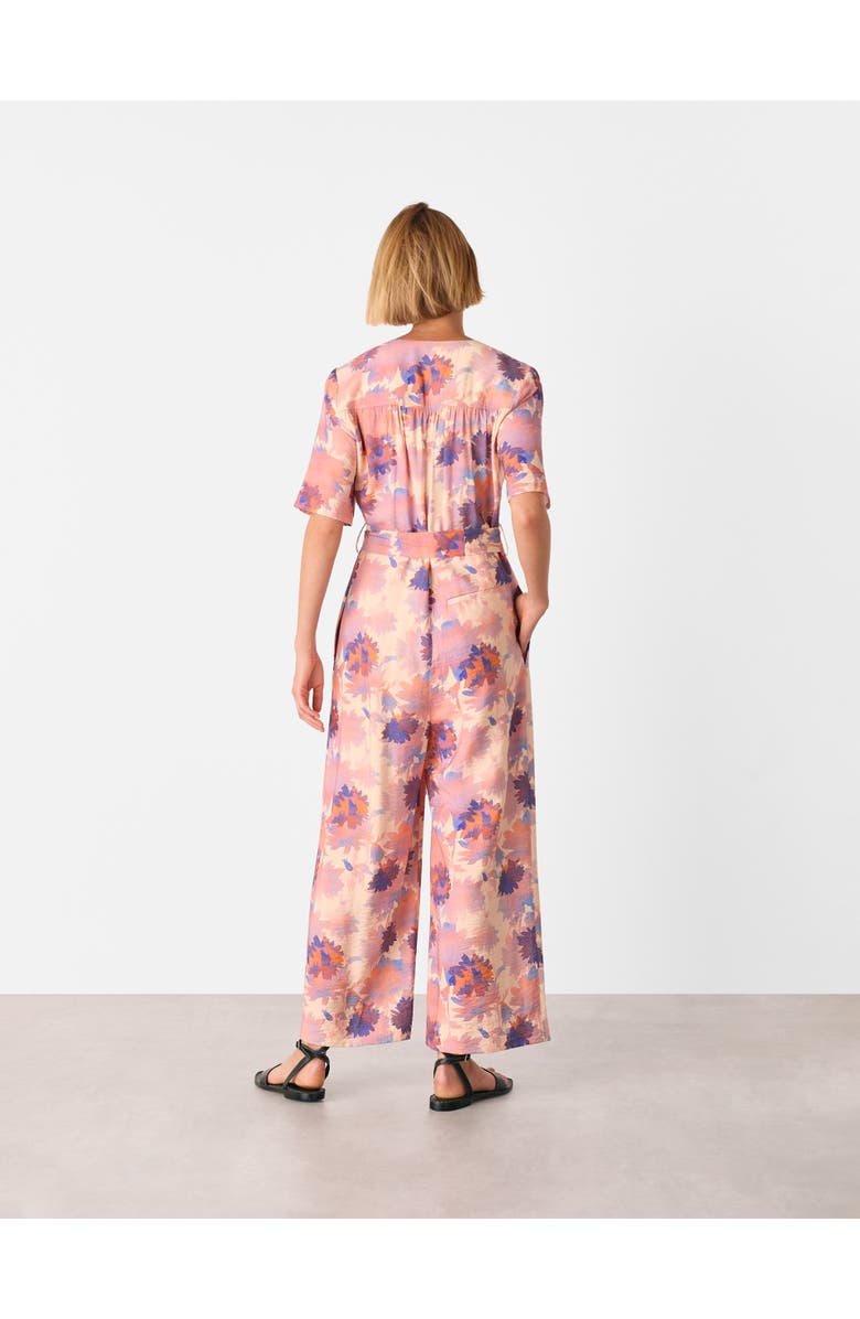 Whistles Floral Button Front Cropped Jumpsuit, Alternate, color, Pink/Multi