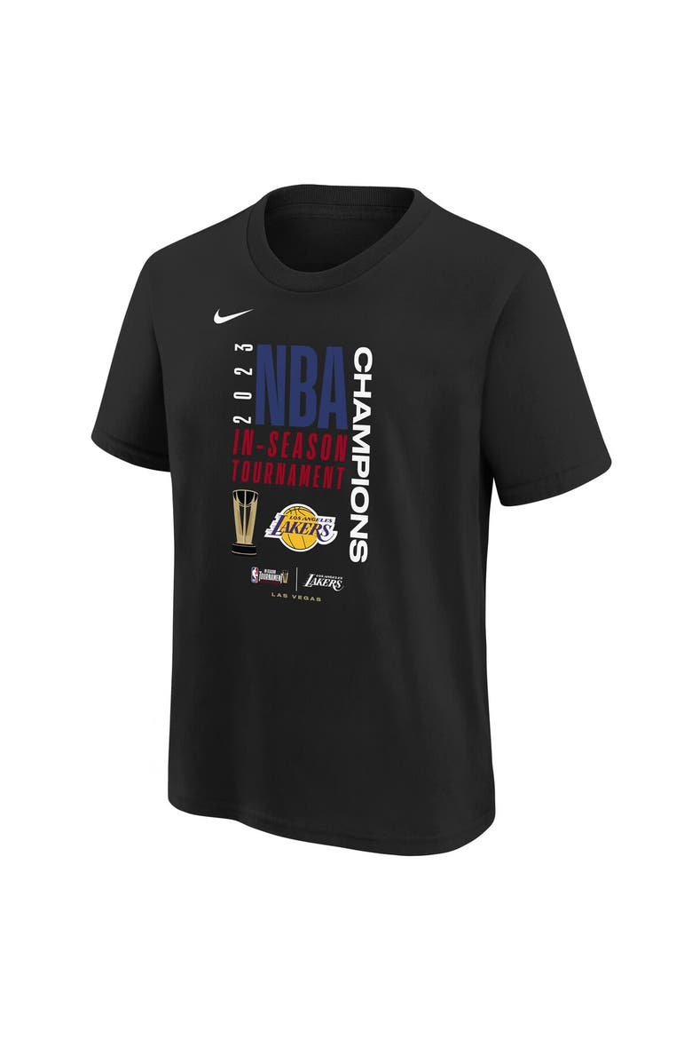 Youth Nike  Black Los Angeles Lakers 2023 NBA In-Season Tournament Champions Locker Room T-Shirt, Alternate, color, Black