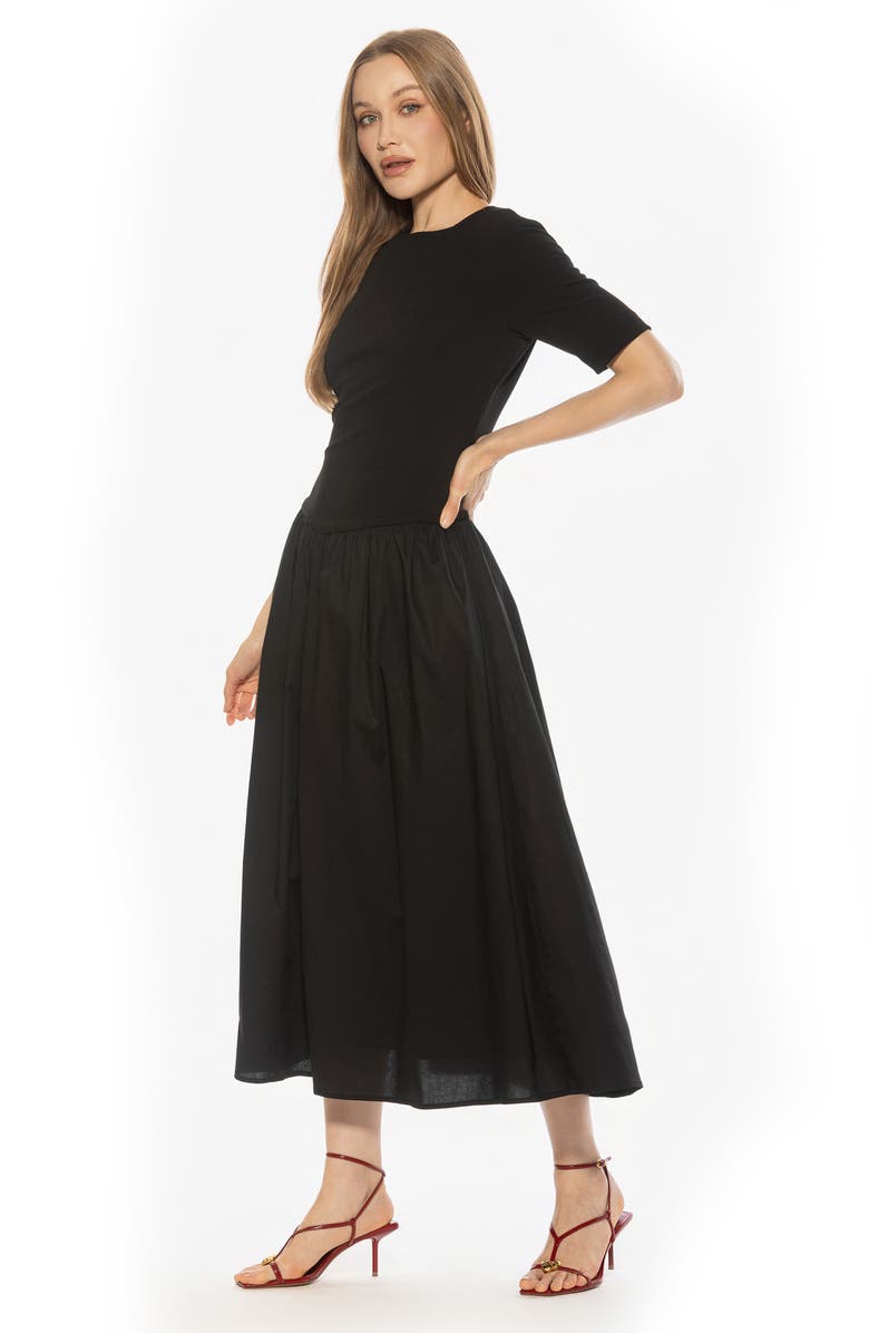 Alexia Admor Rowan Crewneck Midi Dress, Alternate, color, Black