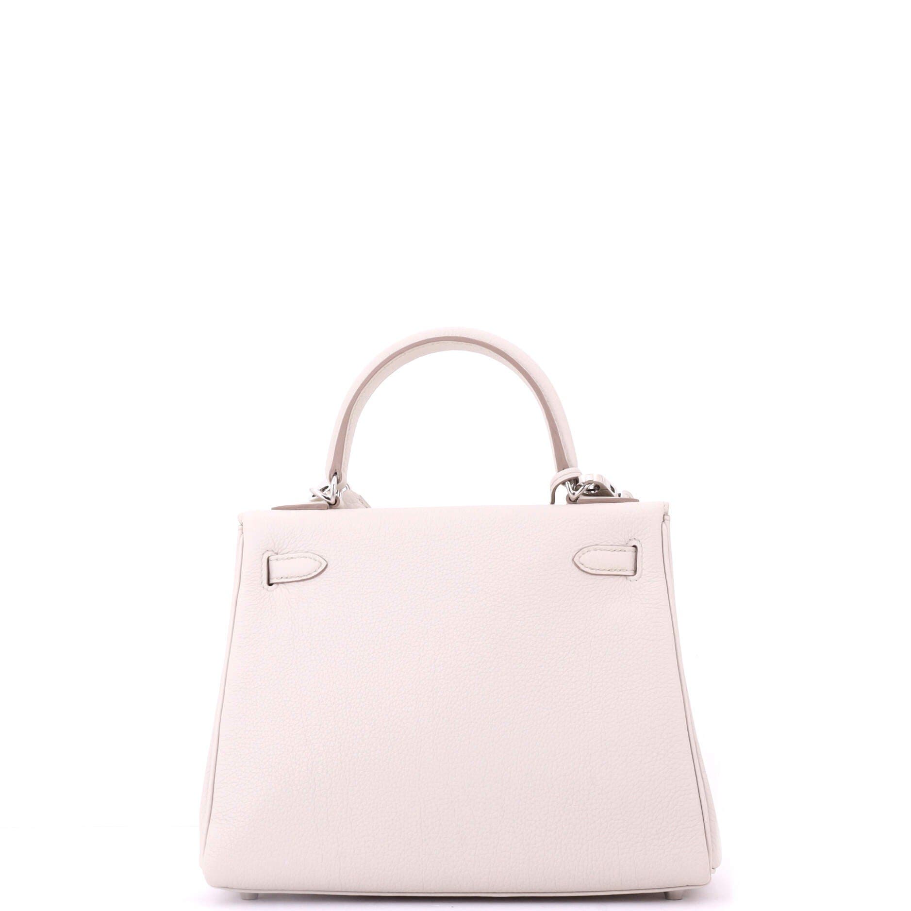 Pre-Owned Hermes Kelly Handbag Light Togo with Palladium Hardware 25, Alternate, color, Beton