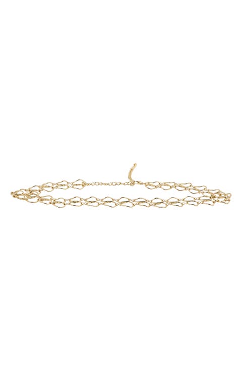 Double Ring Metallic Chain Belt