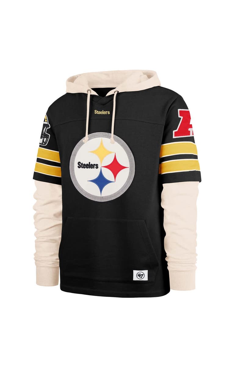 '47 Men's '47  Black Pittsburgh Steelers Split Zone Cornerback Duo Hoodie, Alternate, color, Black