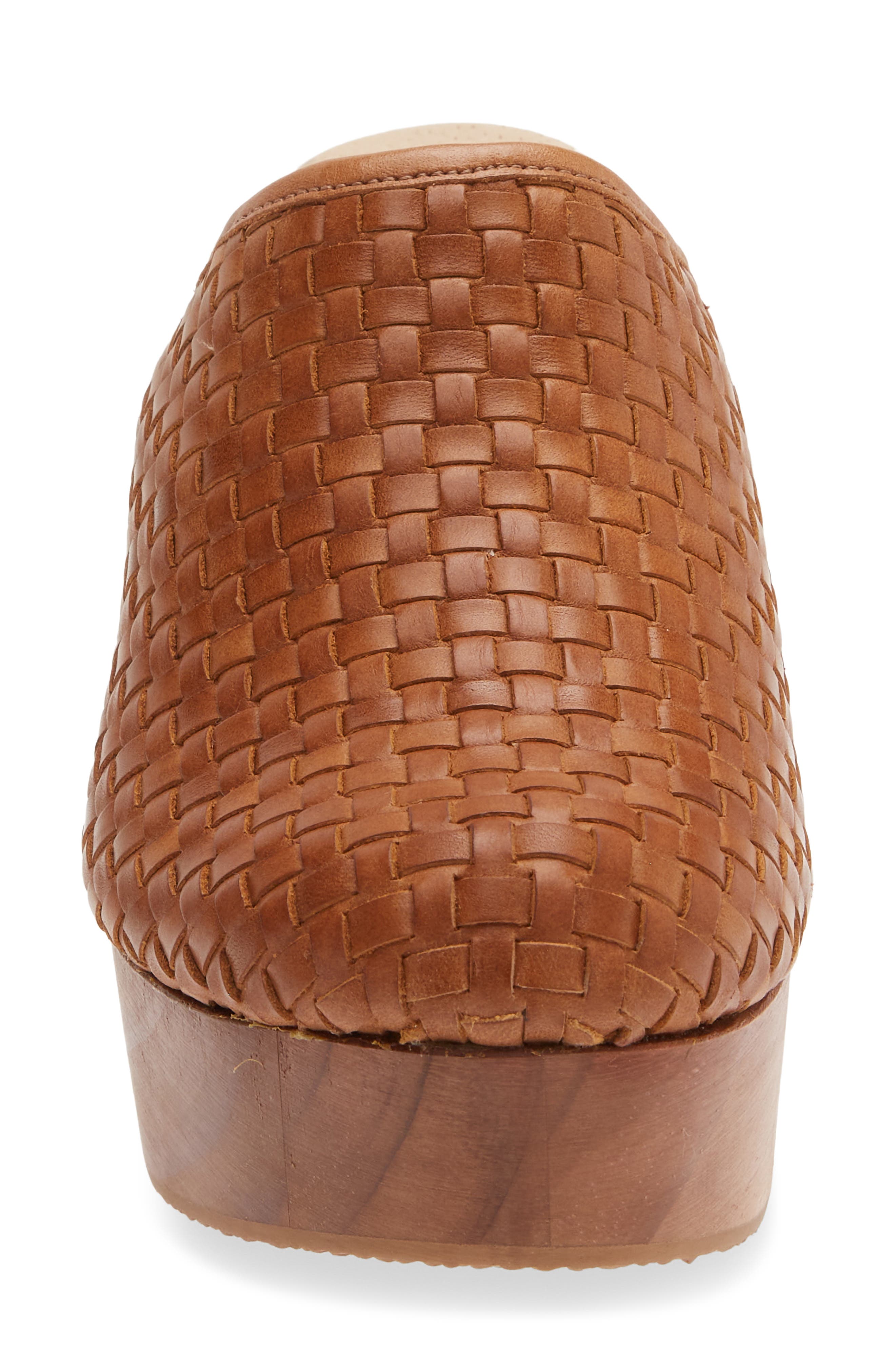 Woven Leather Platform Clog, Alternate, color, OLD LENO WEAVE