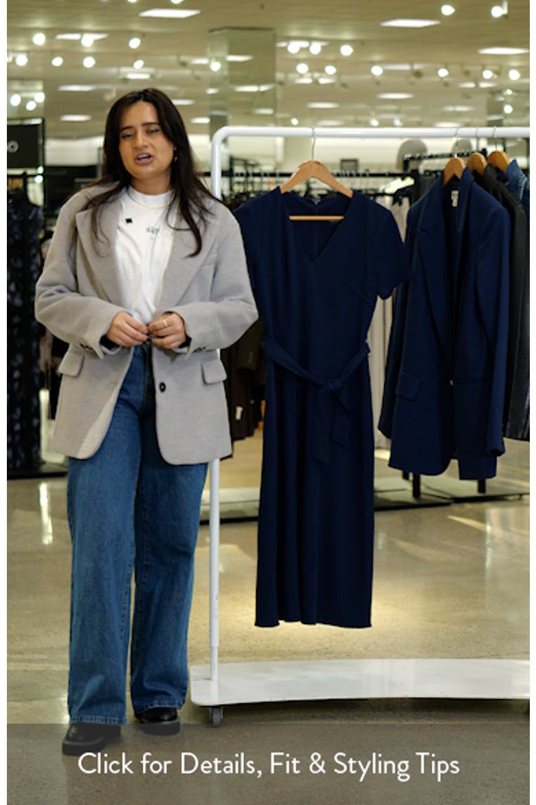 Short Sleeve Tie Waist A-Line Midi Dress video
