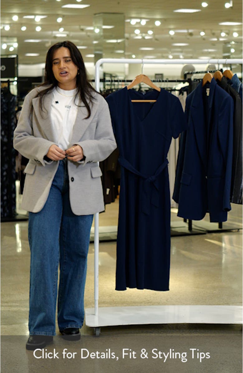 Short Sleeve Tie Waist A-Line Midi Dress, sales video thumbnail