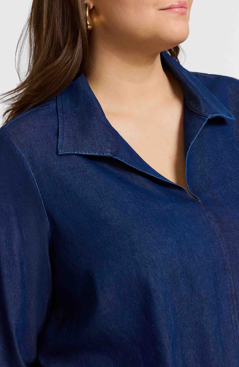 Foxcroft Agnes Denim Shirt, Alternate, color, Dark Wash