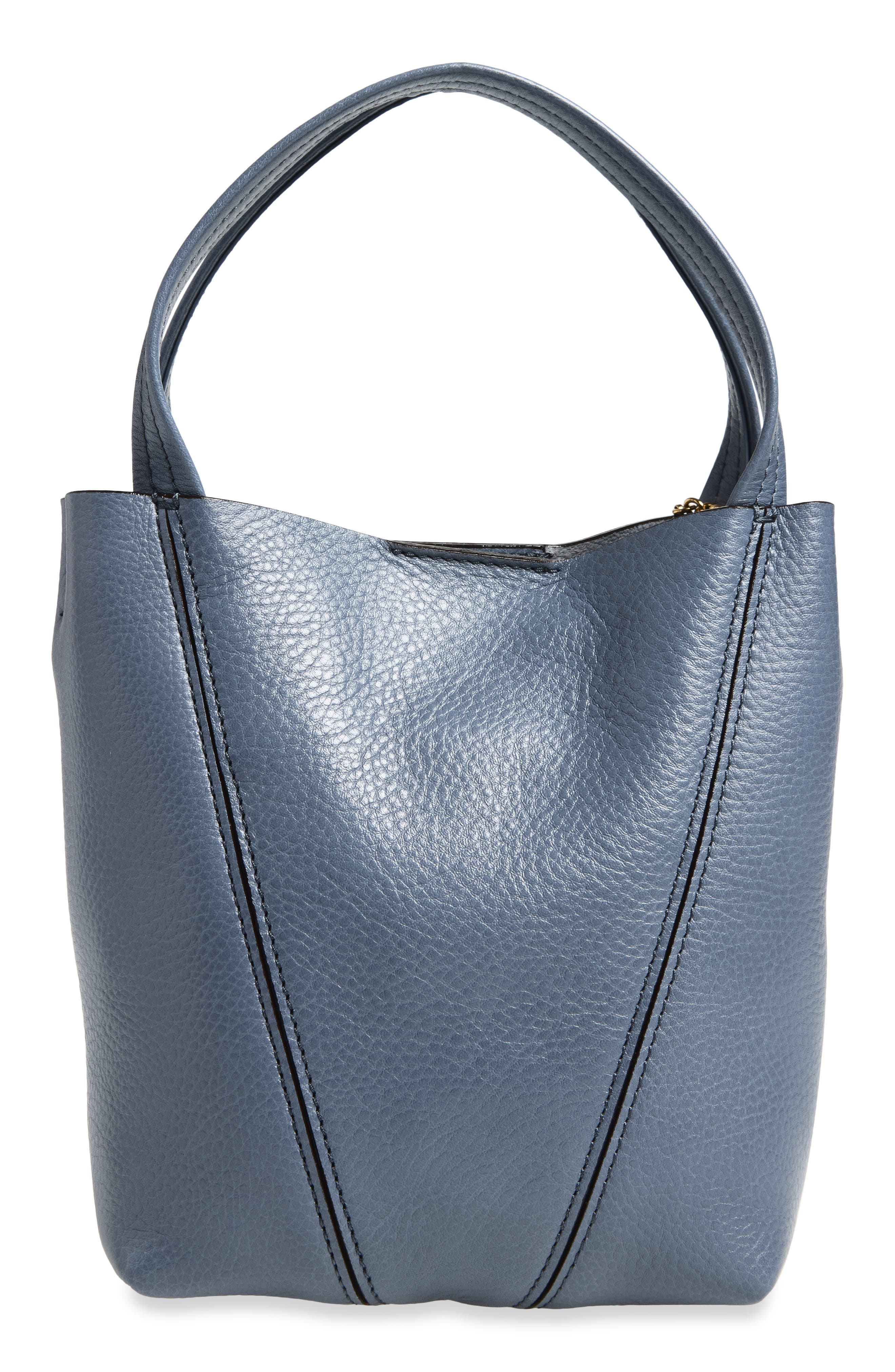 Small Spin Leather Crossbody Tote, Alternate, color, ASHES BLUE