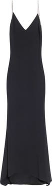 TOM FORD Crystal Chain Strap Open Back Satin Gown