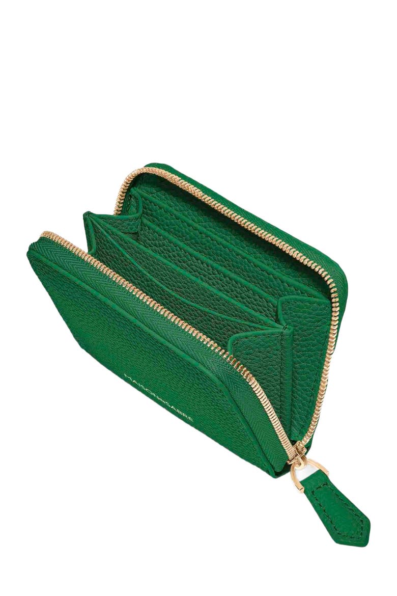 Small Leather Zipped Wallet, Alternate, color, Emerald Green