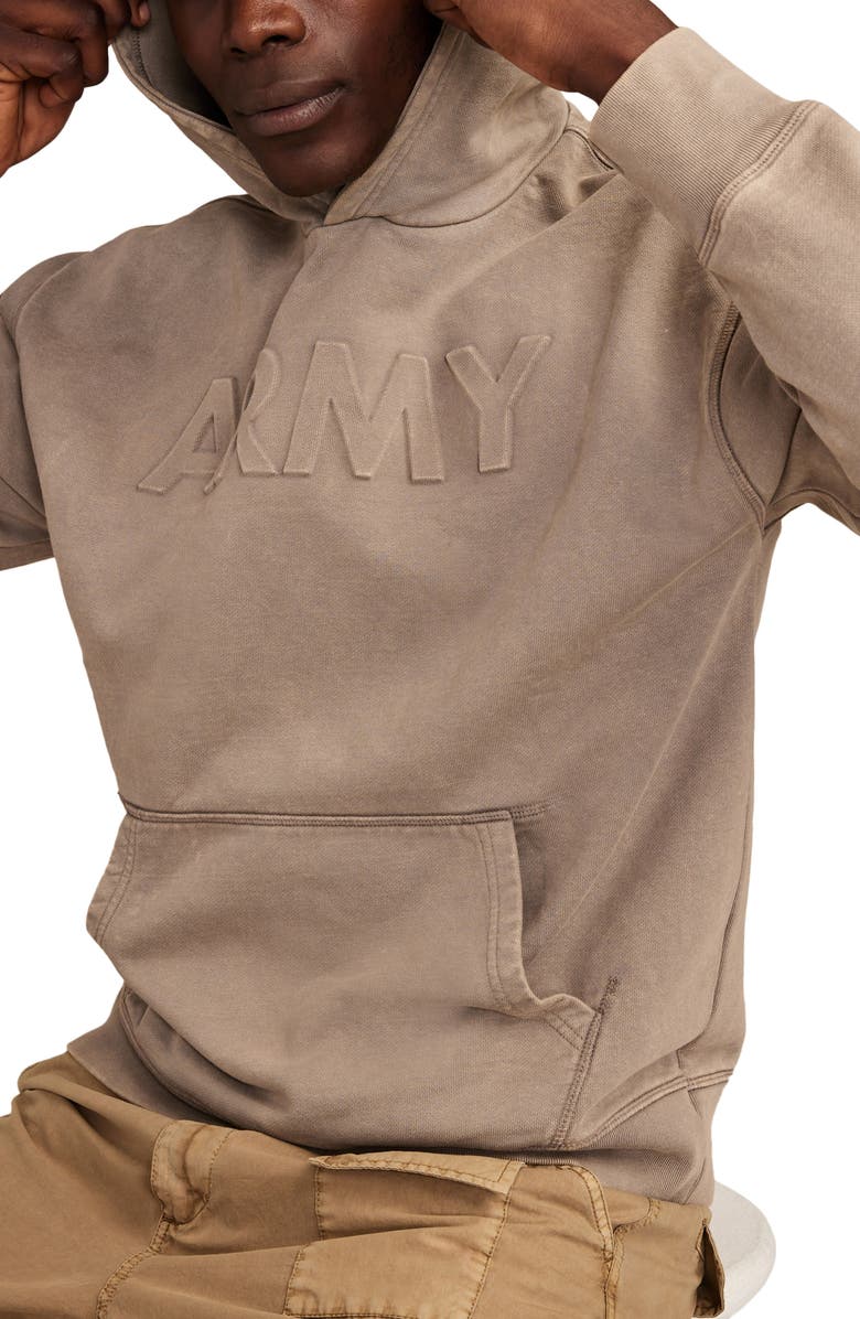 Lucky Brand Army Cotton Logo Hoodie, Alternate, color, Frost Grey