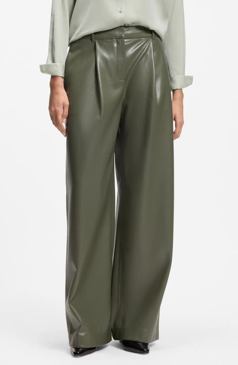 Tiana Pleated Faux Leather Pants