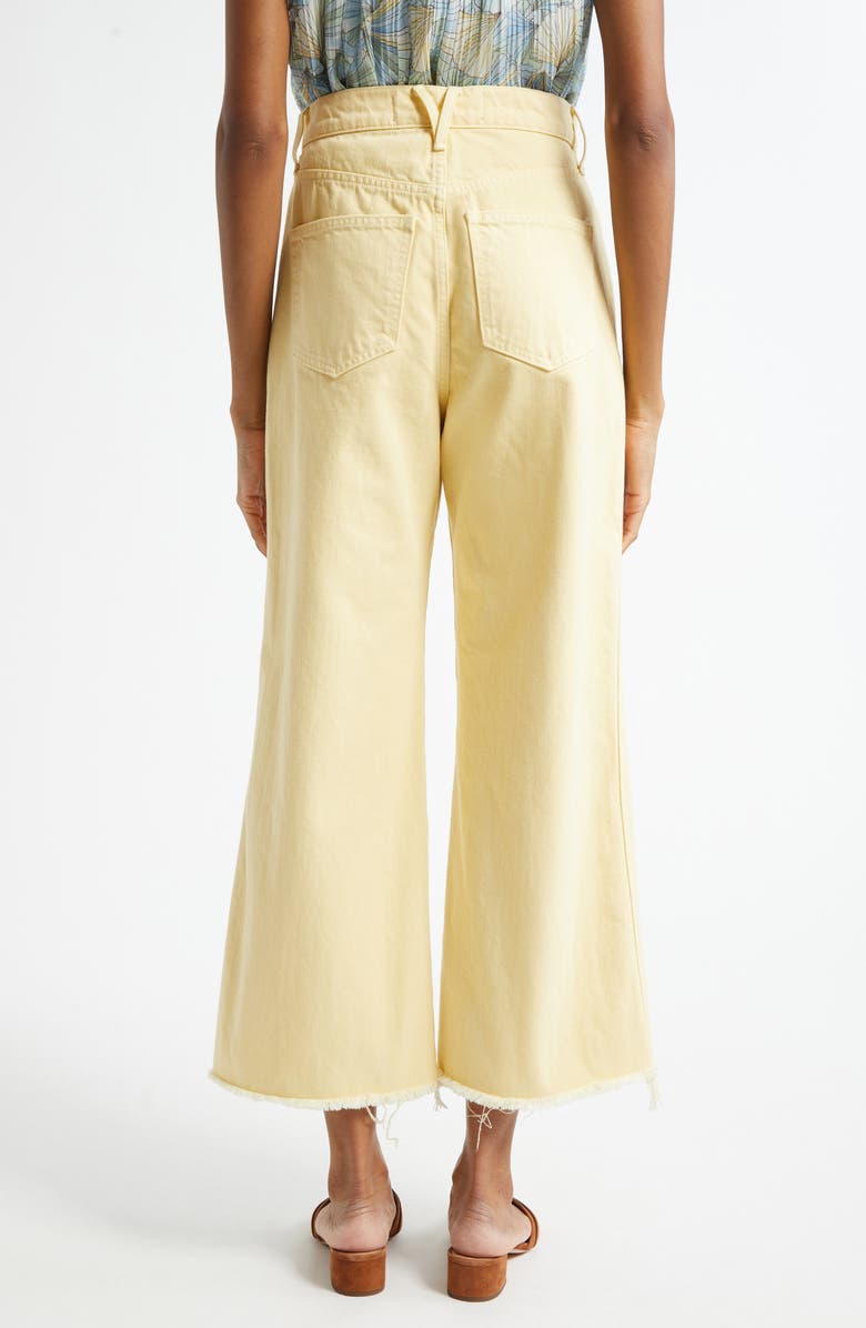 Veronica Beard Taylor High Waist Fray Hem Crop Wide Leg Jeans, Alternate, color, Chamomile