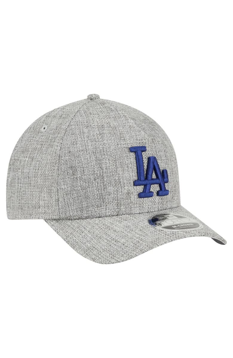 New Era Men's New Era Gray Los Angeles Dodgers Cotton Weave M-Crown A-Frame 9FORTY Adjustable Hat, Alternate, color,