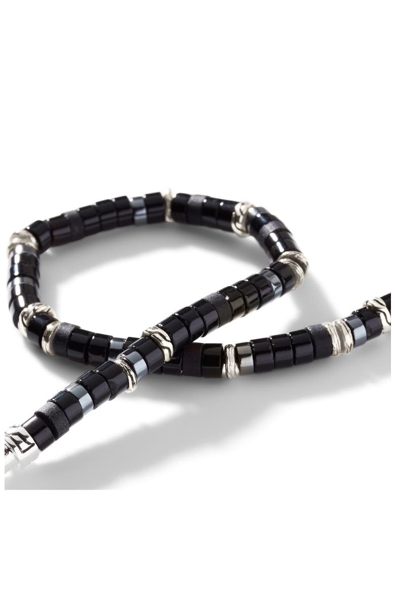 Heishi Bracelet, Gemstones, Sterling Silver, Alternate, color, SILVER/ BLACK
