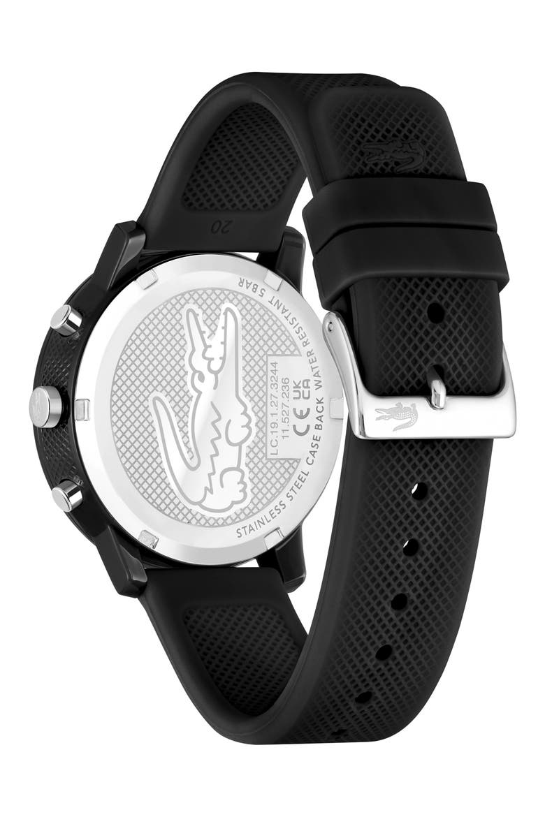 12.12 Chronograph Silicone Strap Watch, 44mm, Alternate, color, BLACK