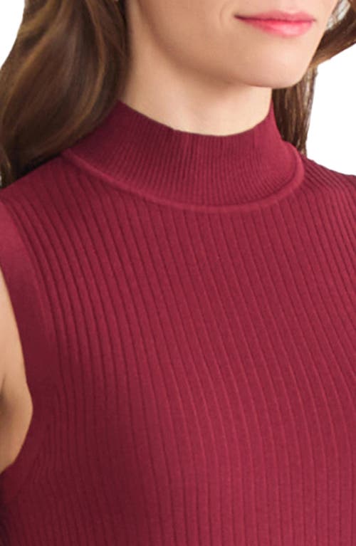 Jones New York Rib Sleeveless Turtleneck Sweater In Burgundy