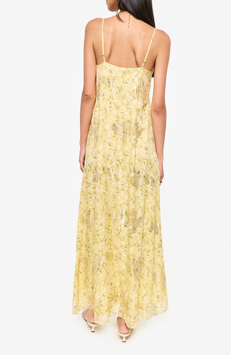 CAMI NYC Lux Floral Print Metallic Silk Maxi Slipdress, Alternate, color,