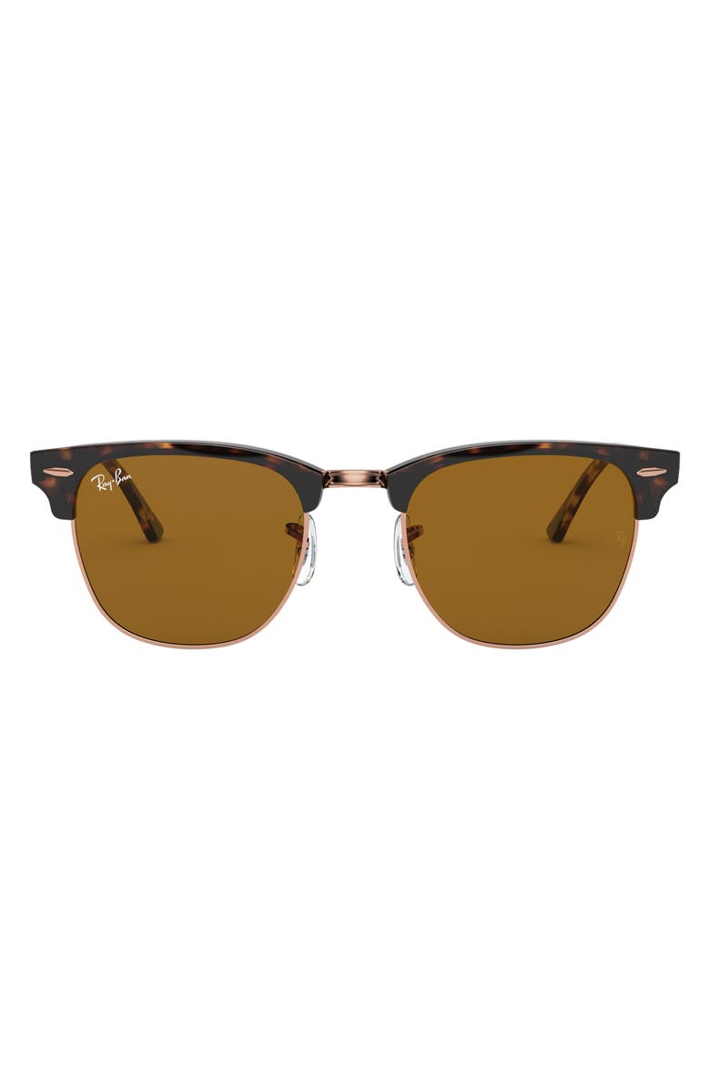 Ray-Ban Clubmaster 51mm Square Sunglasses, Main, color, Shiny Havana/ Brown