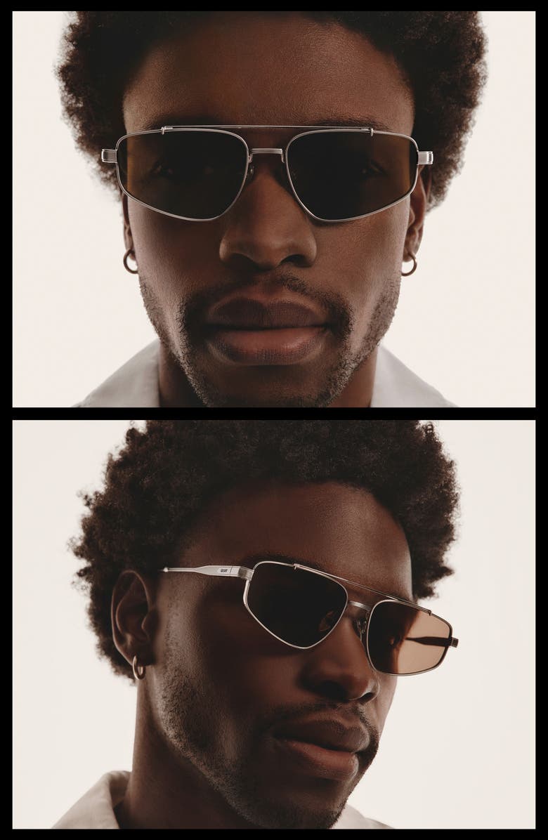 QUAY Pit Stop 56mm Aviator Sunglasses, Alternate, color, Brushed Silver/ Brown