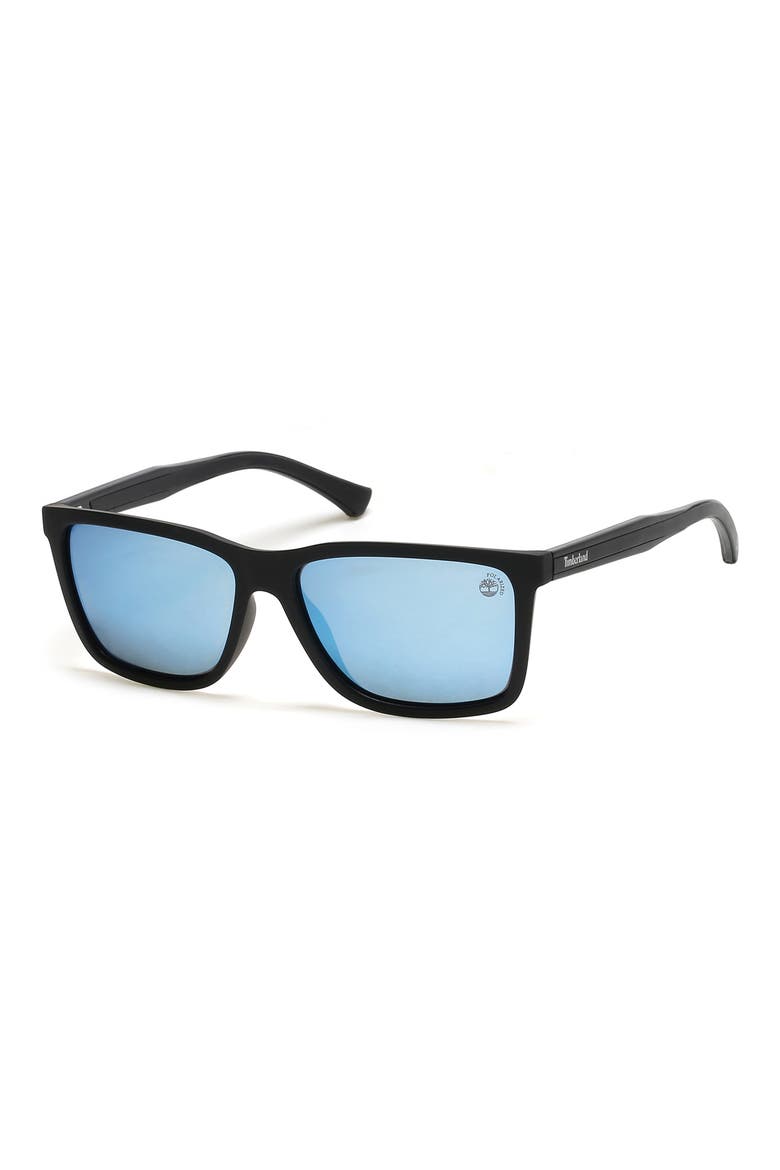 57mm Injected Polarized Square Sunglasses, Main, color, MATTE BLACK / SMOKE POLARIZED