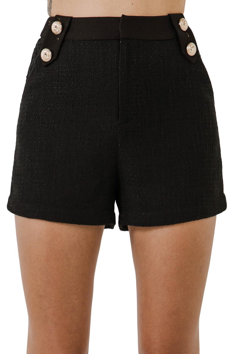 Endless Rose Button Detail High Waist Shorts, Alternate, color, 